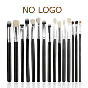 BEILI Black 15Pcs Makeup brushes Natural Goat Pony hair Eye shadow Blending Eyeliner Eyebrow Smokey shade brush set