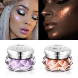 Pudaier 3D Contour Face Body Highlighter Jelly Gel Mermaid Glowing Glitter Eyeshadow Makeup Metallic Liquid Highlighter Cosmetic